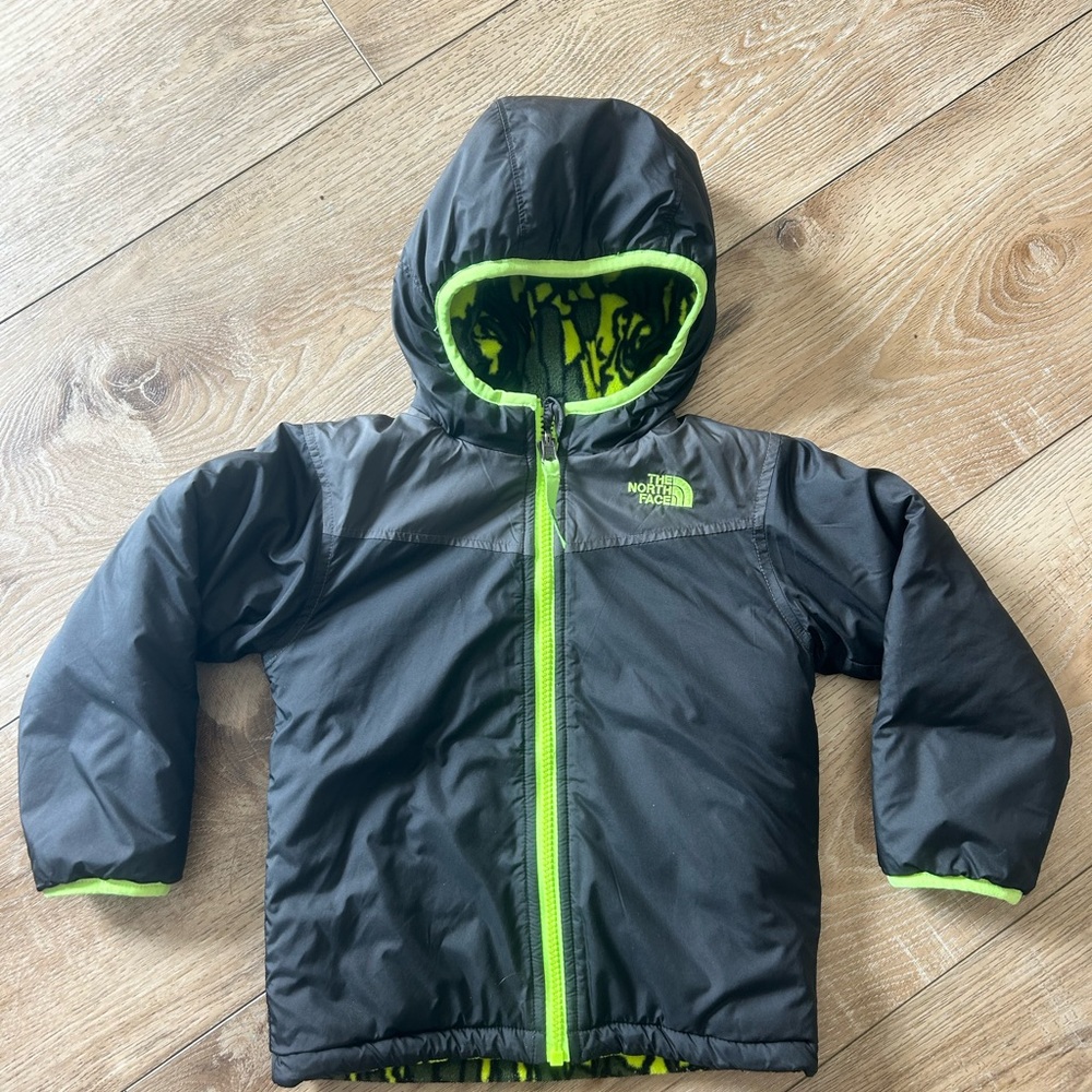 The North Face Kids Black and Green Puffer Jacket